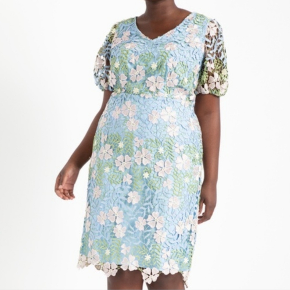 Eloquii blue floral lace dress NWT